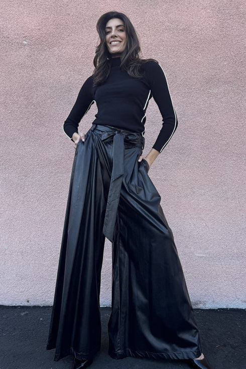 Salinger Wide Leg Pant - Faux Leather